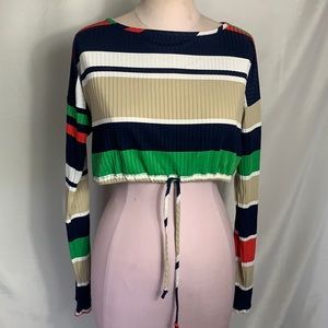 ✅LONG SLEEVE CROP TOP WITH DRAWSTRING